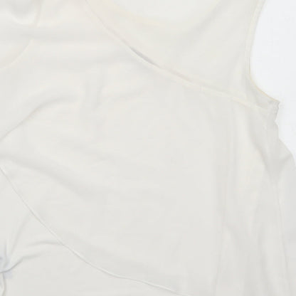 Oasis Womens White Polyester Basic Tank Size 8 Round Neck