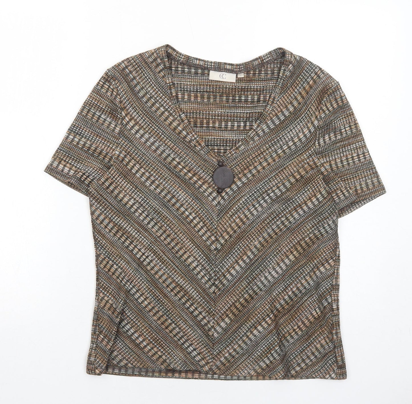 Womens UK Size L CC Brown Basic T-Shirt