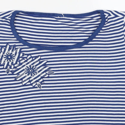 Womens UK Size S Bonmarché Blue Basic T-Shirt