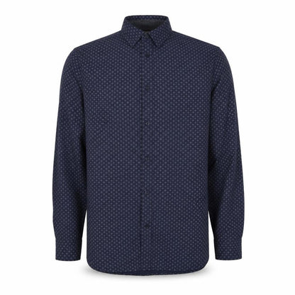Livergy Mens Blue Geometric Cotton Button-Up Size 15.5 Collared Button - Collar 15½''