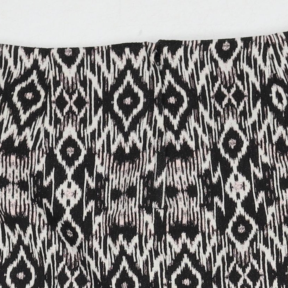 New Look Womens Black Geometric Polyester A-Line Skirt Size 10 Zip