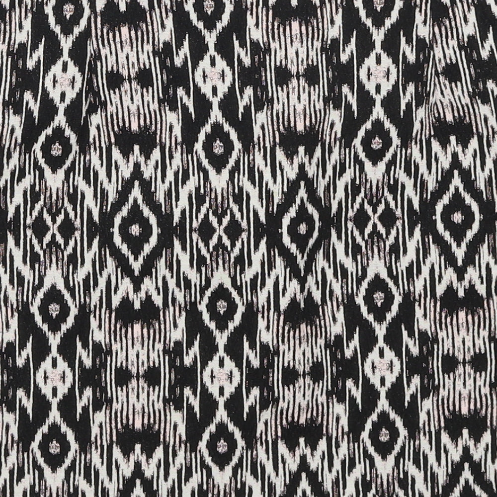 New Look Womens Black Geometric Polyester A-Line Skirt Size 10 Zip