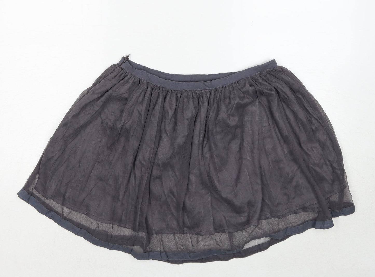 18 And East Womens Grey Floral Polyester Skater Skirt Size 10 Zip