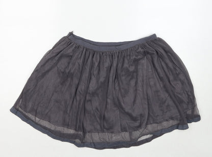18 And East Womens Grey Floral Polyester Skater Skirt Size 10 Zip