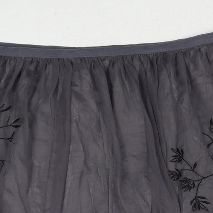 18 And East Womens Grey Floral Polyester Skater Skirt Size 10 Zip