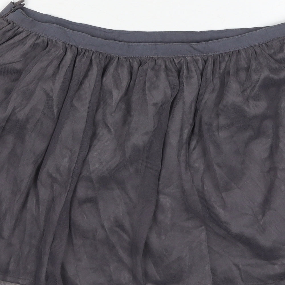 18 And East Womens Grey Floral Polyester Skater Skirt Size 10 Zip