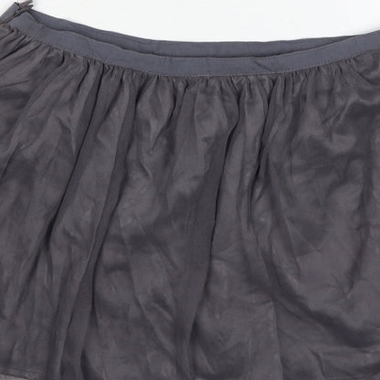 18 And East Womens Grey Floral Polyester Skater Skirt Size 10 Zip