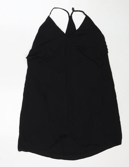 Glassons Womens Black Polyester Tank Dress Size 6 V-Neck Pullover