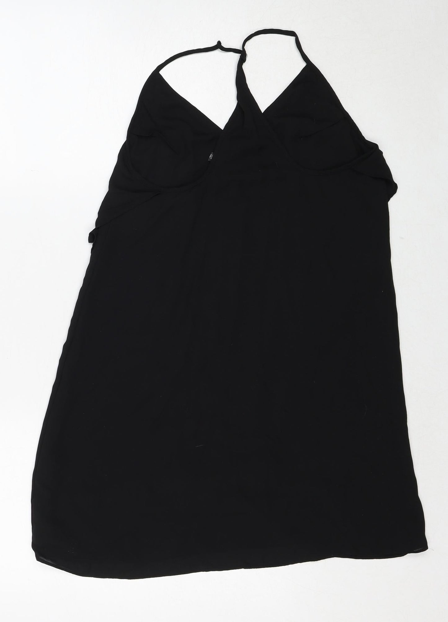Glassons Womens Black Polyester Tank Dress Size 6 V-Neck Pullover