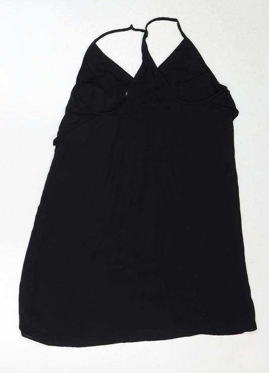 Glassons Womens Black Polyester Tank Dress Size 6 V-Neck Pullover