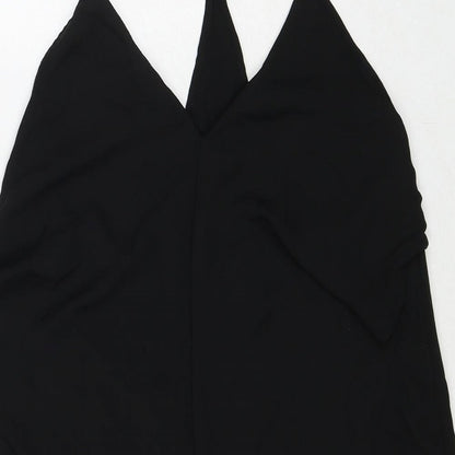 Glassons Womens Black Polyester Tank Dress Size 6 V-Neck Pullover