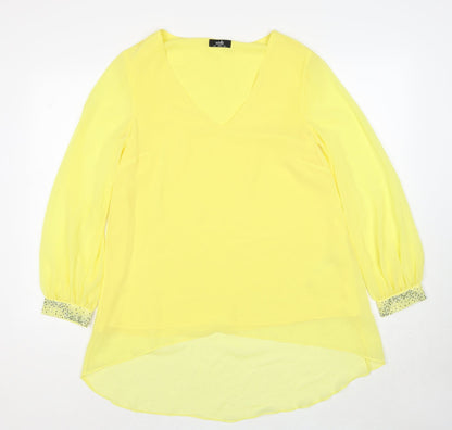 Womens UK Size 8 Wallis Yellow Basic Blouse