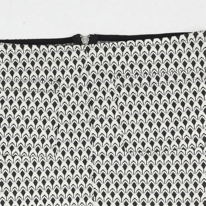 Miss Selfridge Womens White Geometric Polyester Mini Skirt Size 8 Zip
