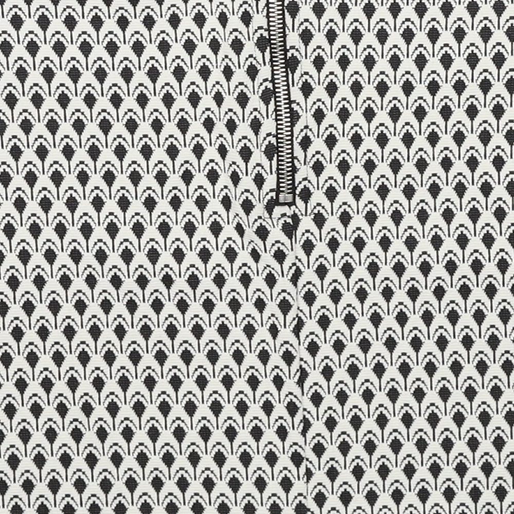 Miss Selfridge Womens White Geometric Polyester Mini Skirt Size 8 Zip