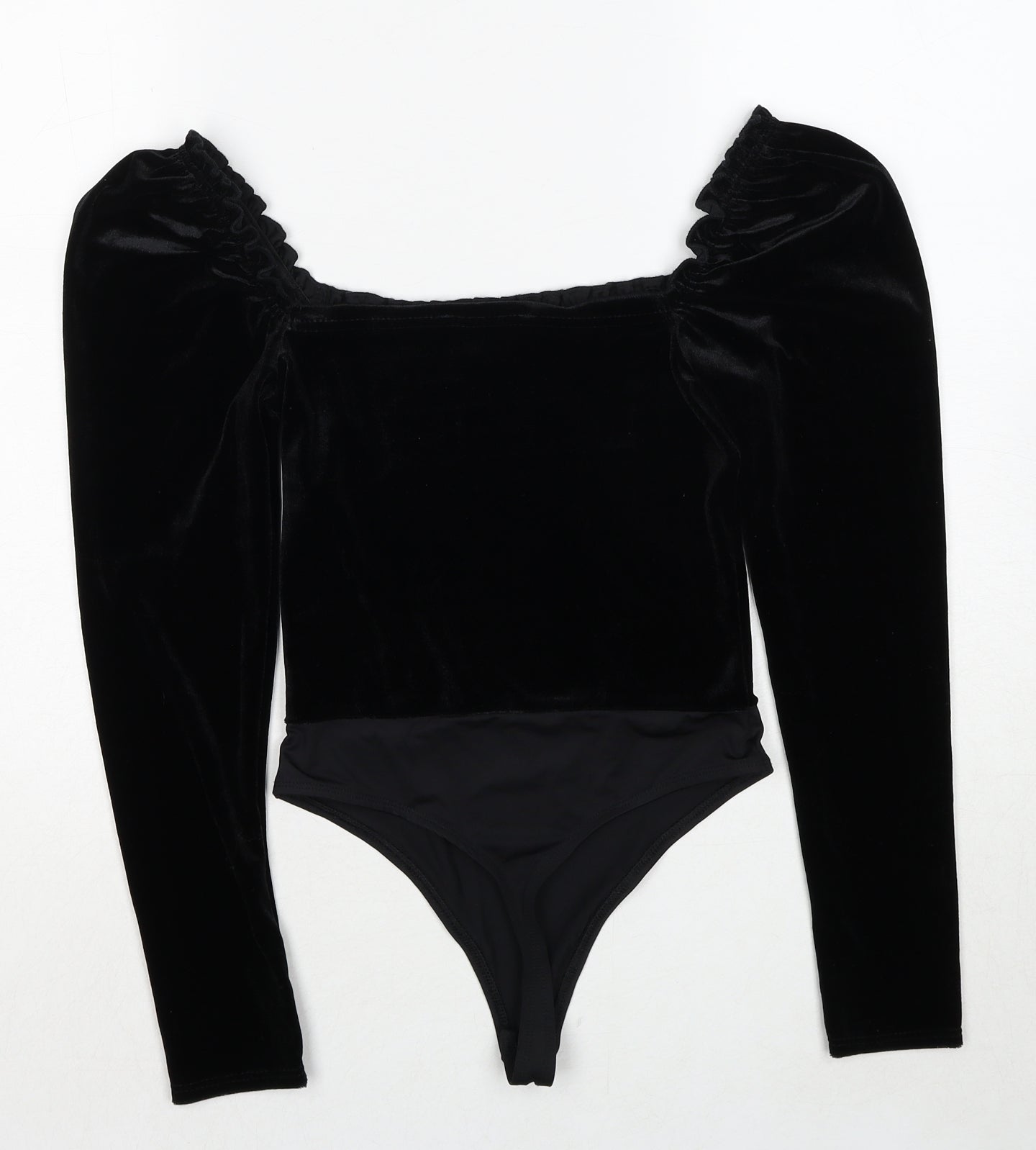 Miss Selfridge Womens Black Polyester Bodysuit One-Piece Size 8 Snap