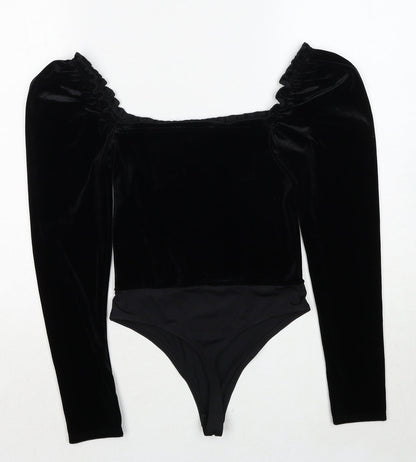 Miss Selfridge Womens Black Polyester Bodysuit One-Piece Size 8 Snap