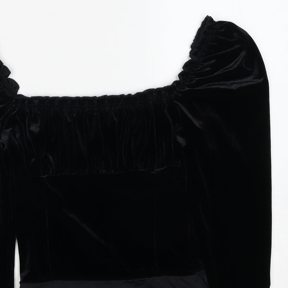 Miss Selfridge Womens Black Polyester Bodysuit One-Piece Size 8 Snap