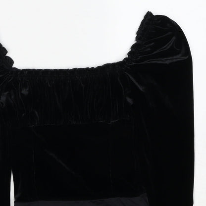 Miss Selfridge Womens Black Polyester Bodysuit One-Piece Size 8 Snap