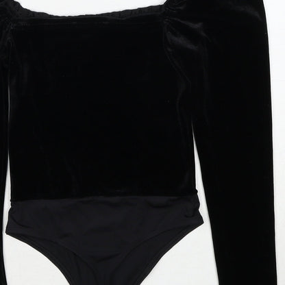 Miss Selfridge Womens Black Polyester Bodysuit One-Piece Size 8 Snap