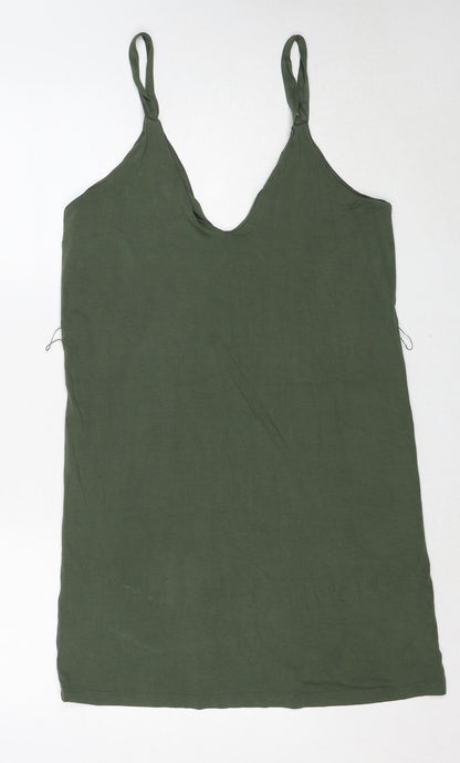 ASOS Womens Green Viscose Slip Dress Size 12 V-Neck Pullover