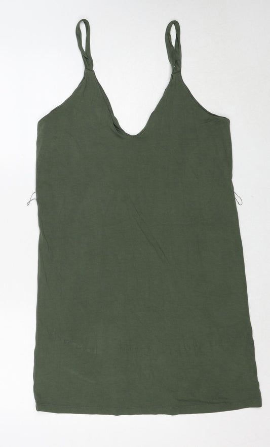 ASOS Womens Green Viscose Slip Dress Size 12 V-Neck Pullover