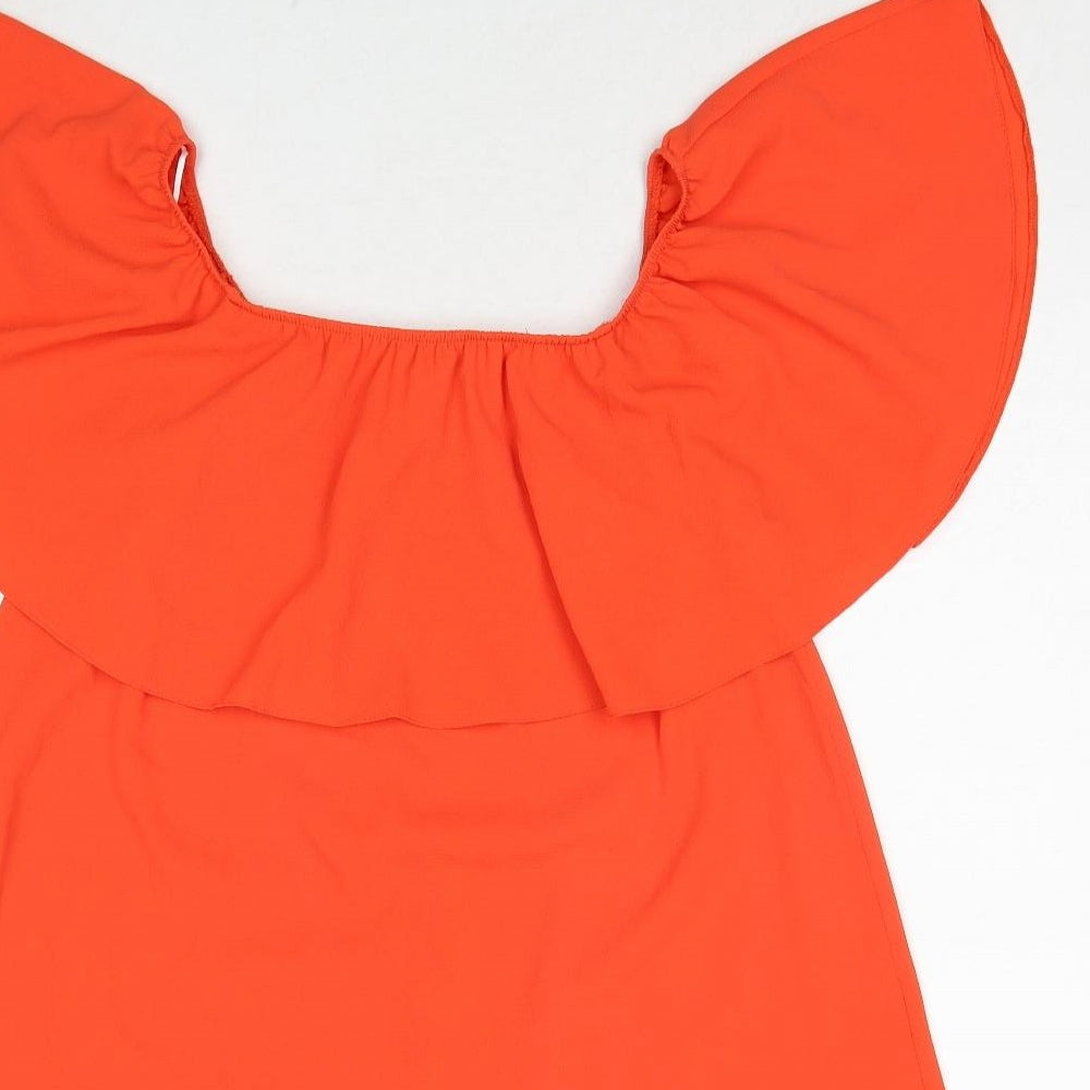 New Look Womens Red Polyester Trapeze & Swing Size 8 Round Neck Pullover