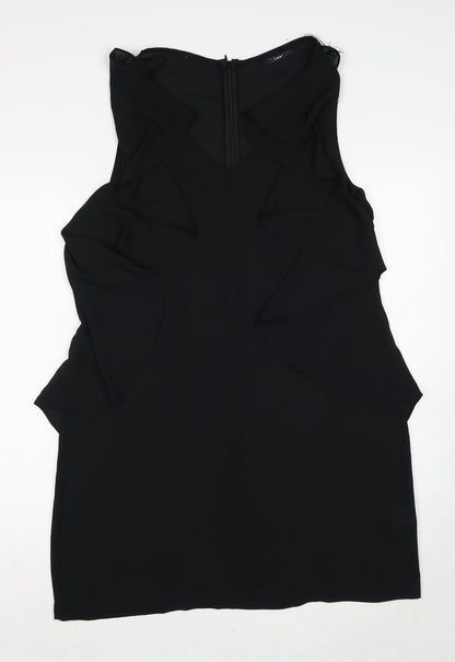 I-ner Womens Black Polyester Mini Size L Round Neck Zip