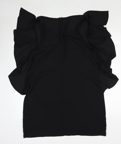 I-ner Womens Black Polyester Mini Size L Round Neck Zip