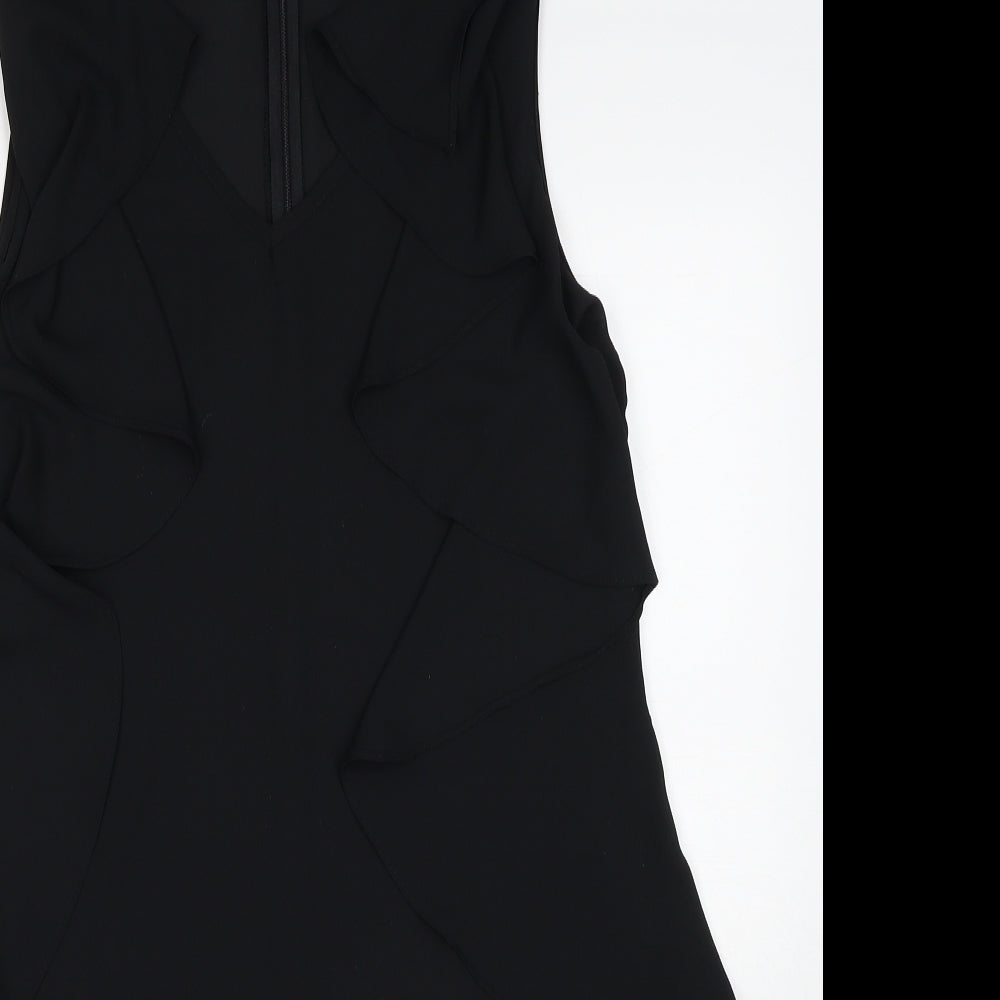 I-ner Womens Black Polyester Mini Size L Round Neck Zip