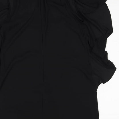I-ner Womens Black Polyester Mini Size L Round Neck Zip