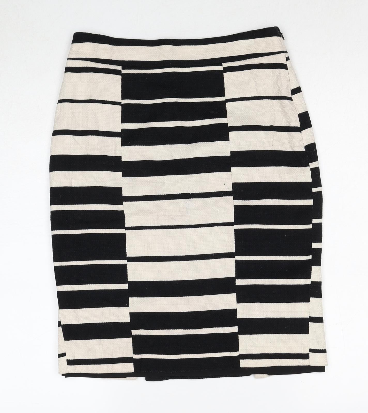 Ann Taylor Womens Black Geometric Cotton Straight & Pencil Skirt Size S Zip - Label size 2