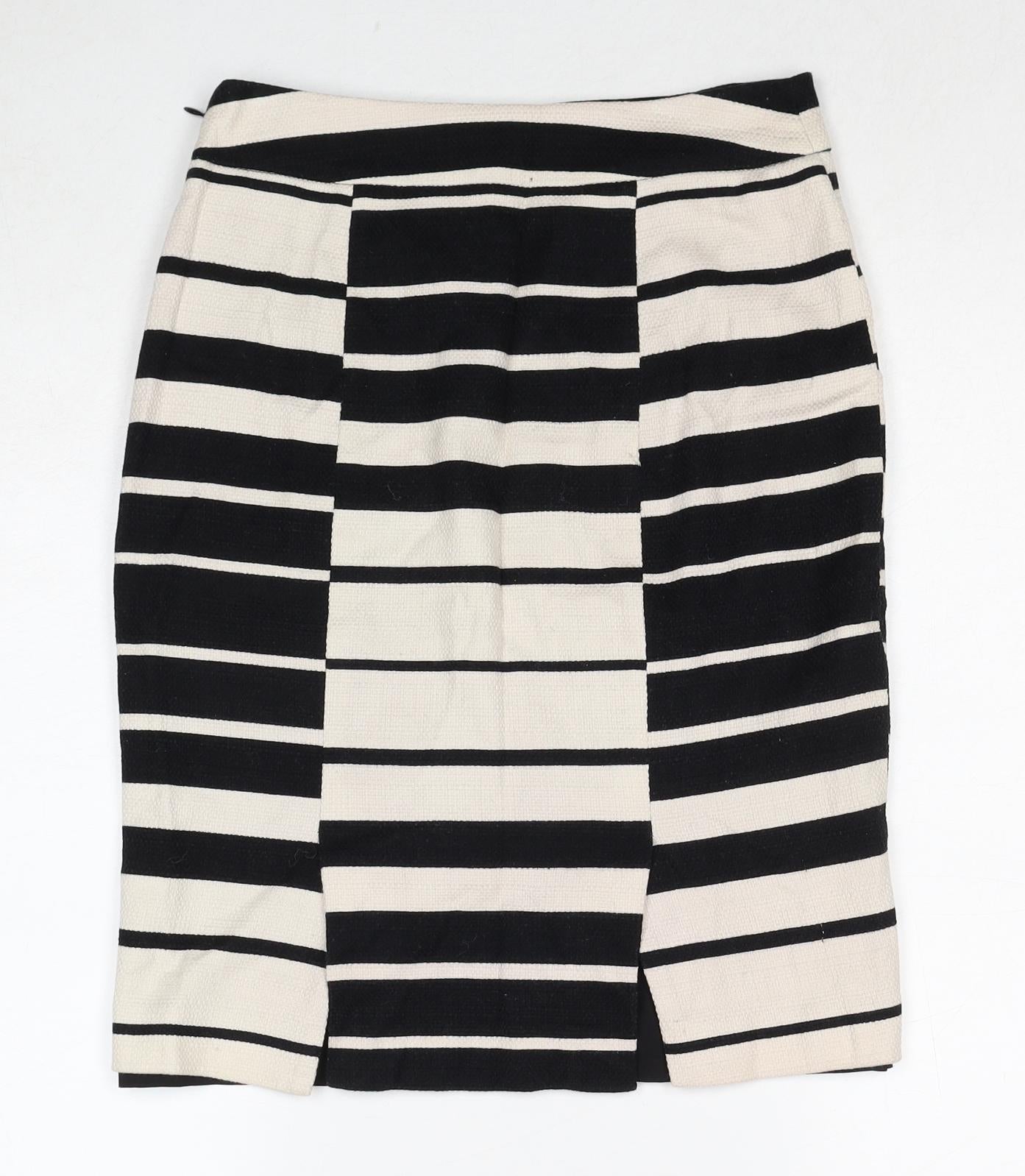 Ann Taylor Womens Black Geometric Cotton Straight & Pencil Skirt Size S Zip - Label size 2