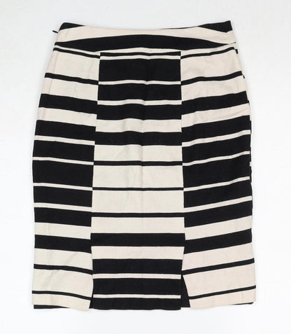 Ann Taylor Womens Black Geometric Cotton Straight & Pencil Skirt Size S Zip - Label size 2
