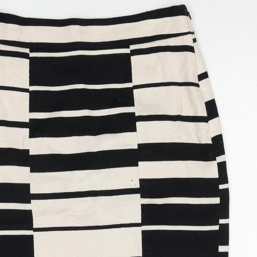 Ann Taylor Womens Black Geometric Cotton Straight & Pencil Skirt Size S Zip - Label size 2