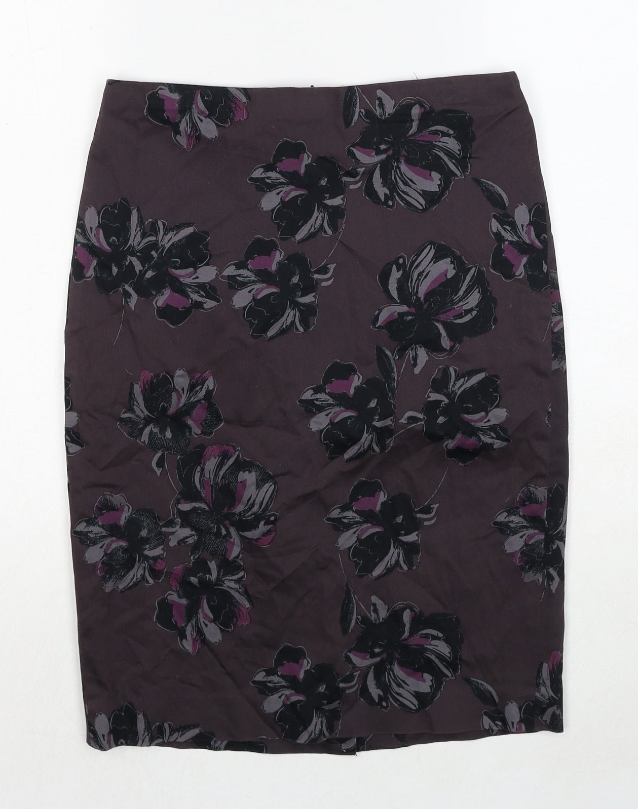 Ann Taylor Womens Brown Floral Cotton Straight & Pencil Skirt Size S Zip - Label size 2