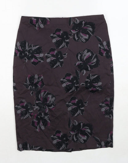 Ann Taylor Womens Brown Floral Cotton Straight & Pencil Skirt Size S Zip - Label size 2
