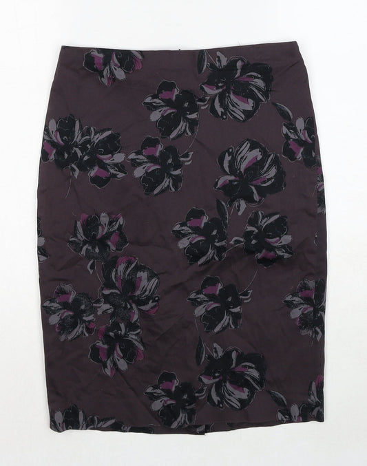 Ann Taylor Womens Brown Floral Cotton Straight & Pencil Skirt Size S Zip - Label size 2