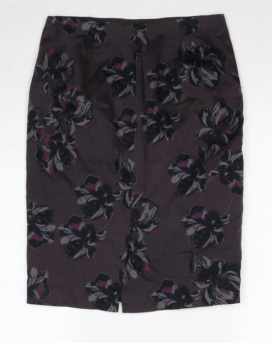 Ann Taylor Womens Brown Floral Cotton Straight & Pencil Skirt Size S Zip - Label size 2