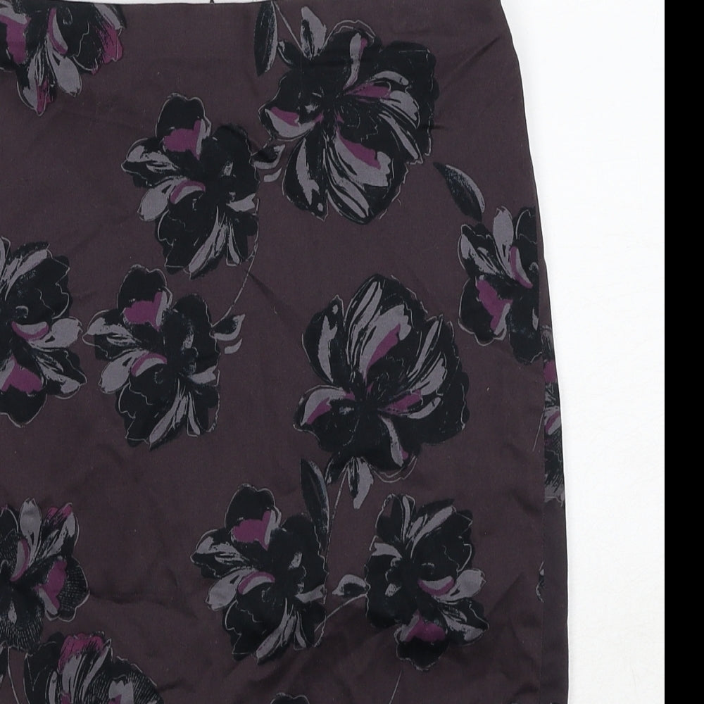 Ann Taylor Womens Brown Floral Cotton Straight & Pencil Skirt Size S Zip - Label size 2