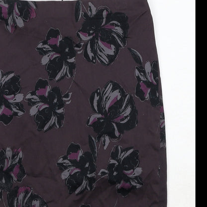 Ann Taylor Womens Brown Floral Cotton Straight & Pencil Skirt Size S Zip - Label size 2