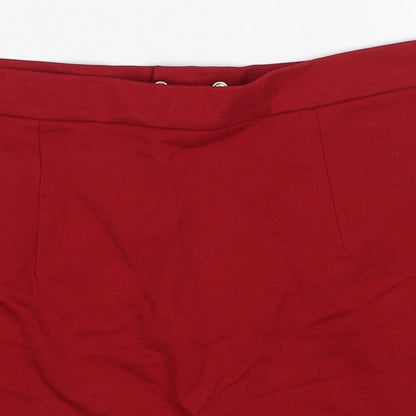 Bershka Womens Red Viscose A-Line Skirt Size S Zip