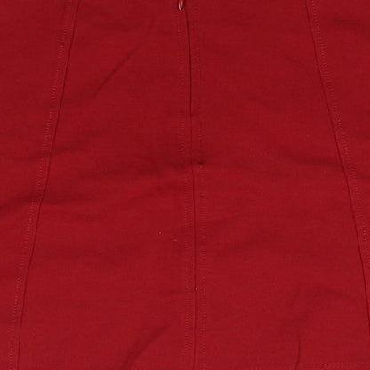 Bershka Womens Red Viscose A-Line Skirt Size S Zip