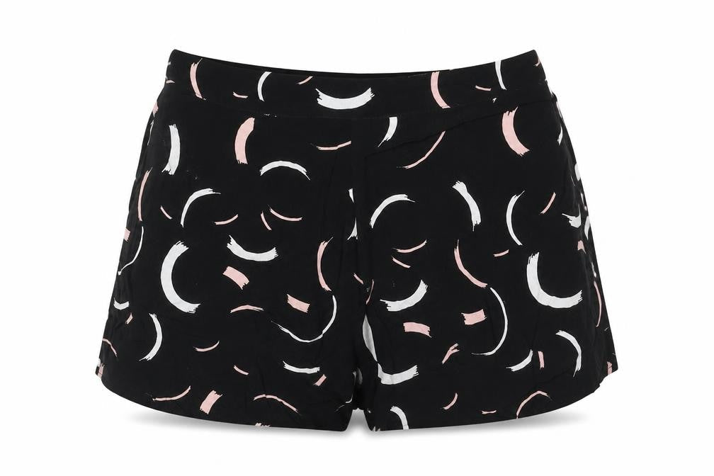 Glassons Womens Black Geometric Viscose Basic Shorts Size 6 Regular Zip