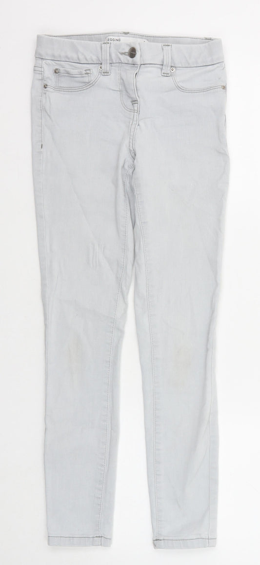 NEXT Womens Grey Cotton Jegging Jeans Size 6 Regular Zip