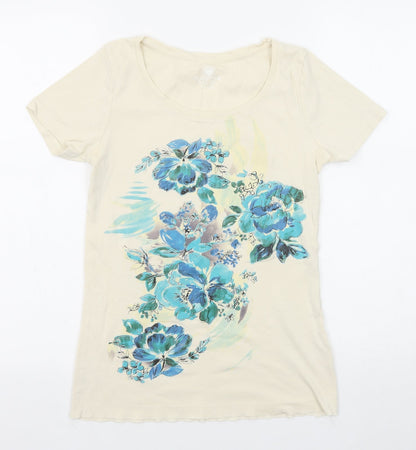 Womens UK Size 12 Savoir Beige Basic T-Shirt