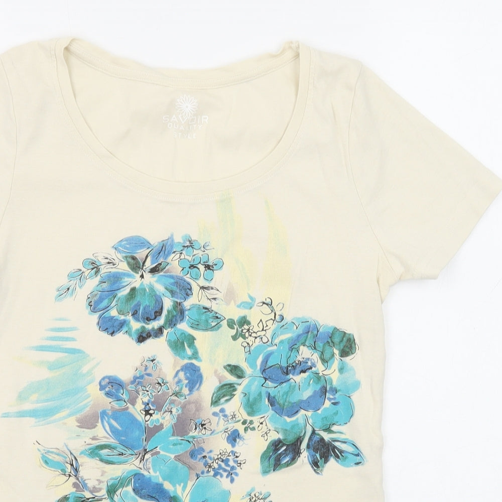 Womens UK Size 12 Savoir Beige Basic T-Shirt