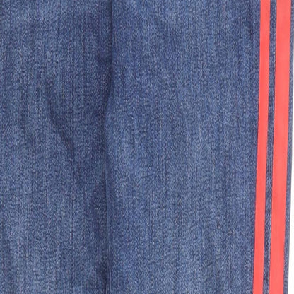 Zara Womens Blue Striped Cotton Skinny Jeans Size 8 Regular Zip