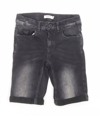 name it Boys Grey Cotton Chino Shorts Size 9 Years Regular Zip