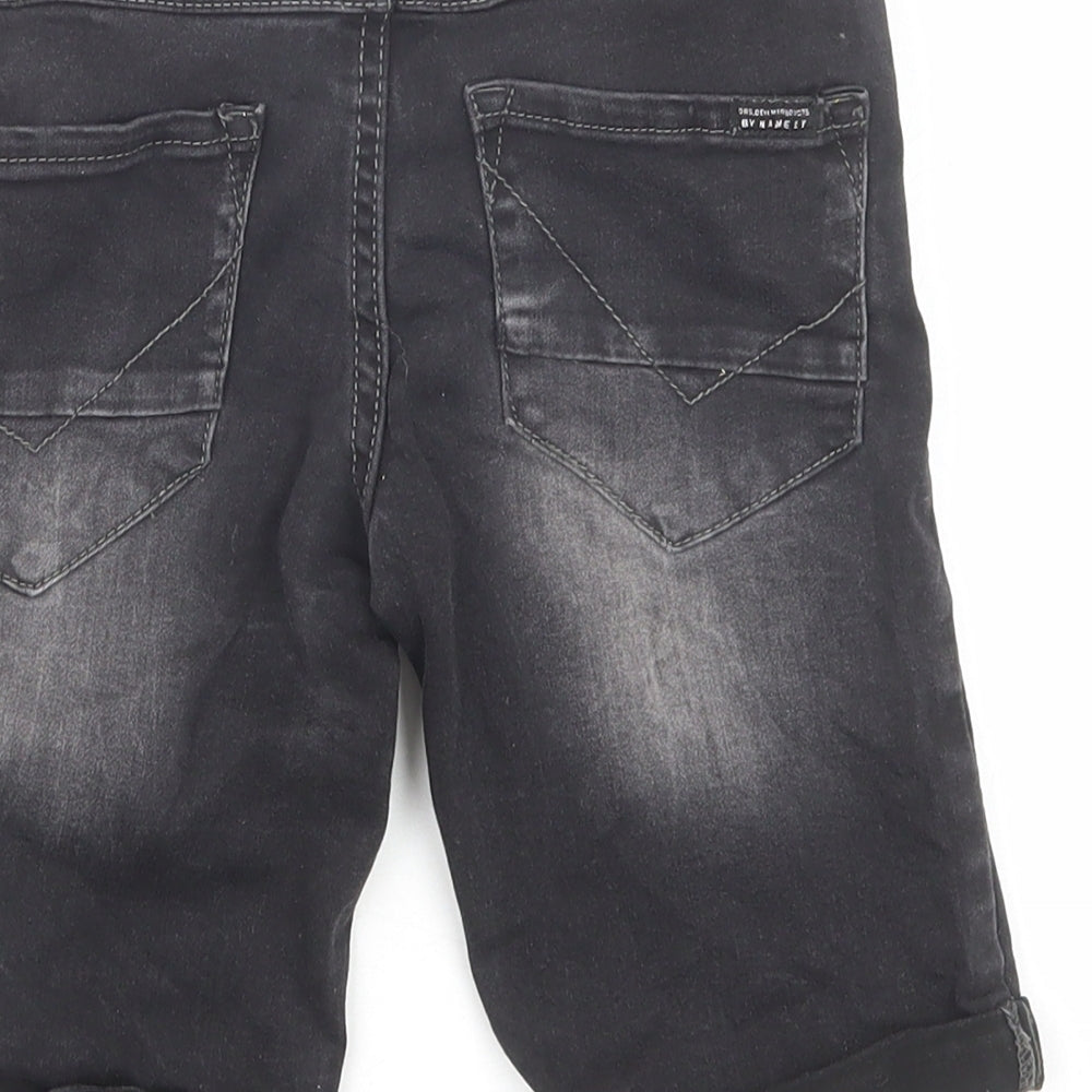 name it Boys Grey Cotton Chino Shorts Size 9 Years Regular Zip
