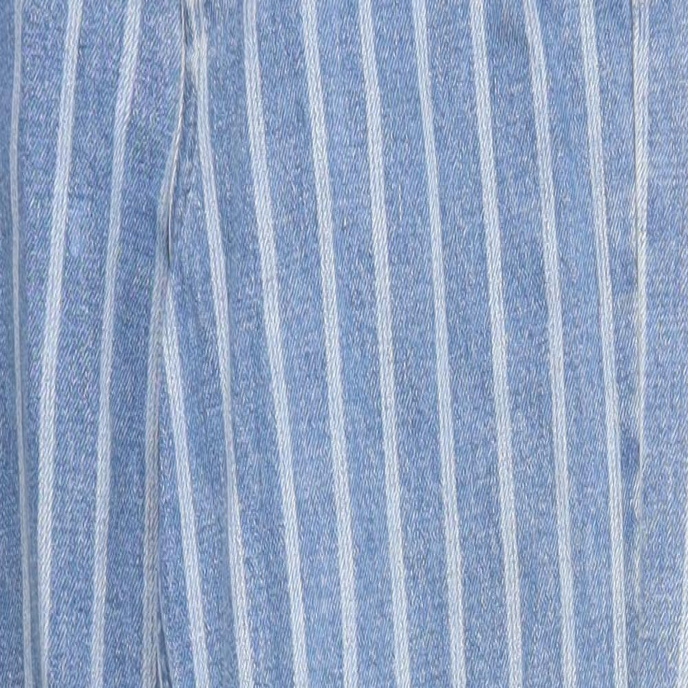 Topshop Womens Blue Striped Cotton Mom Jeans Size 26 in Regular Zip